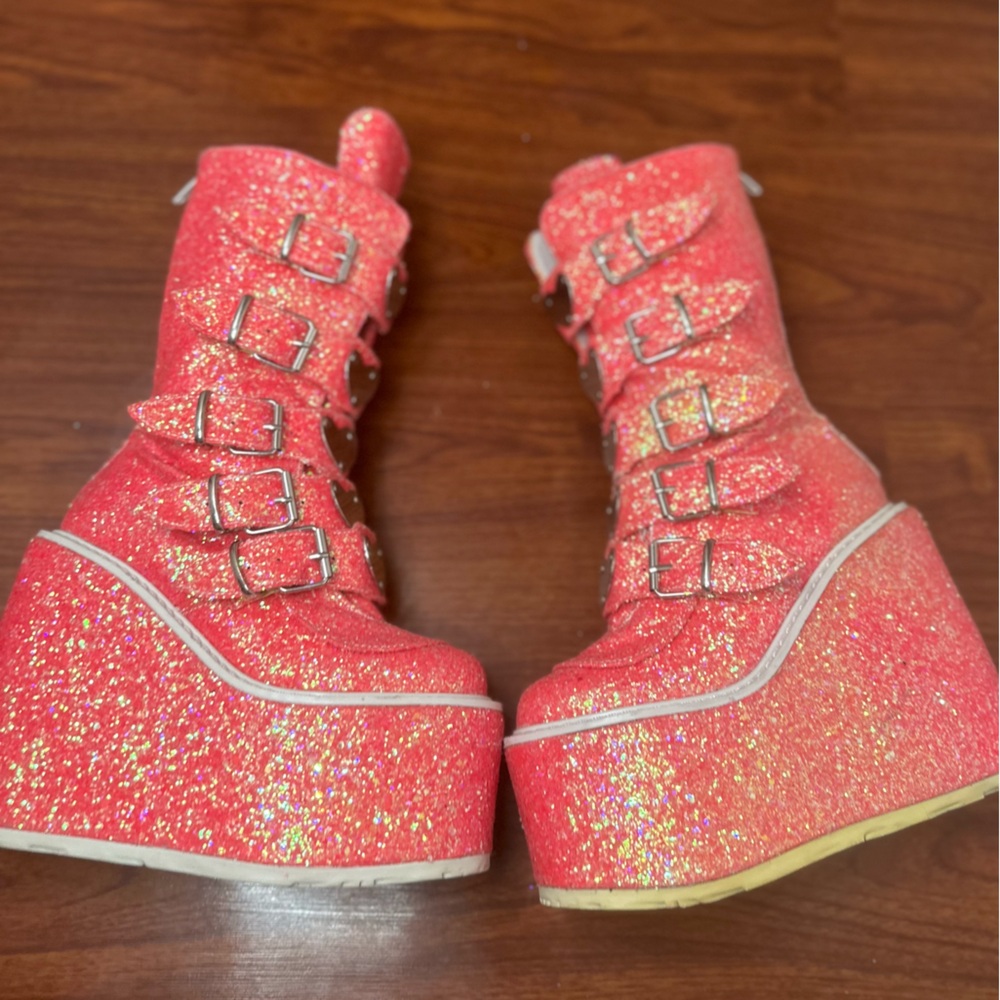 Demonia Hot Pink Glittery Swing-230g Platform Mid… - image 3